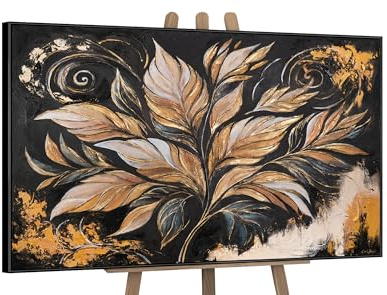YS-Art Acrylbild auf Leinwand mit gold kunst mit Rahmen Galerie Bild