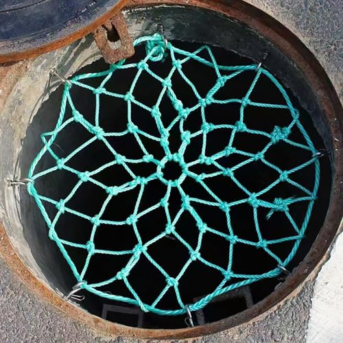 Anhängernetz Ladungssicherungsnetz Gepäcknetz 50 cm 60 70 80 90 100 cm großes rundes Sicherheitsnetz für Schutz von Brunnenköpfen, Fallschutznetze aus Polyethylen, Schachtseilnetze, grün, für Garten/H