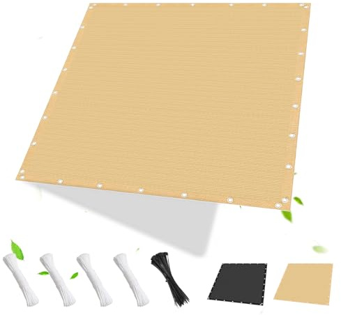 HaiTaoSy Sonnensegel mit ösen Rechteckig [Nach Maß], Wasserdurchlässig & winddurchlässig, HDPE Gewebe, Sonnenschutz für Terrasse, Garten, Balkon, inkl Seile & Kabelbinder, Sandbeige 1x2m