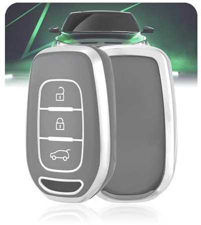 LELNOOS Autoschlüssel Hülle, Silikon Schlüsselhülle Schutz Schlüsselcover für Dacia Sandero Stepway Streetway Duster Dokker Spring Logan Lodgy Renault Twingo Clio Kangoo Captur Megane, 3 Tasten