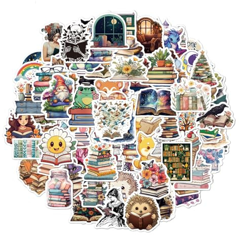 100 Pcs Book Stickers Waterproof Vinyl Reusable Decals with Cute Funny Aesthetic Designs for Reading Laptop Water Bottle Scrapbooking Luggage Bike Helmet Skateboard Sticker Gifts for Adults(No Repeat)