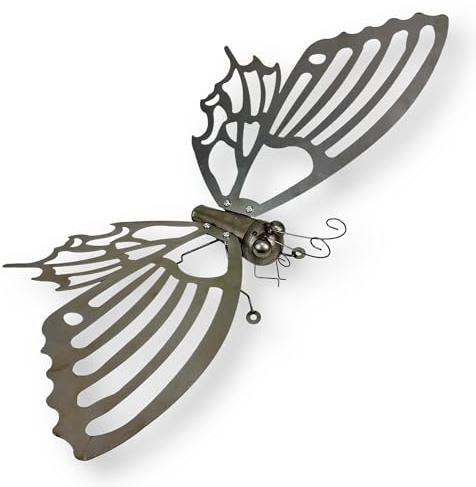 Crispe home & garden Schmetterling XXL aus Metall | Windspiel Garten Deko | wetterfest & pflegeleicht | 61 x 30 x 26 cm | Beetstecker Dekoobjekt Outdoor | lautloses Windspiel