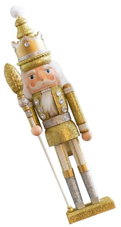 Alipis Golden Wooden Nutcracker Soldier Figure Christmas Decoration Classic Puppet Ornament for Home Office Bedroom Paint Xmas Crafts