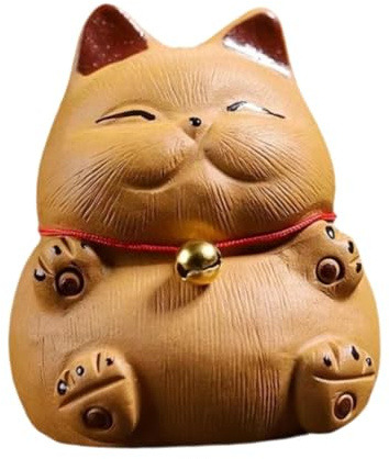 Gcljlmy Escultura de gato de la suerte de 5,2 x 5,8 cm, decoración para amantes del té
