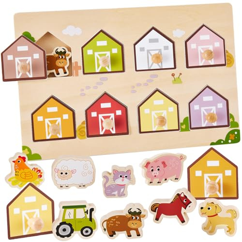 HYAKIDS Puzzle Madera Animales, Juguetes Montessori 1 Años, Rompecabezas Juegos Educativos Navidad Regalos para Niños 2 3 Años