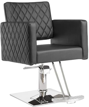 LEADZM Silla de peluquería profesional con rotación de 360° y bomba hidráulica, silla de peluquería regulable en altura, capacidad de 250 kg para spa belleza (negro)