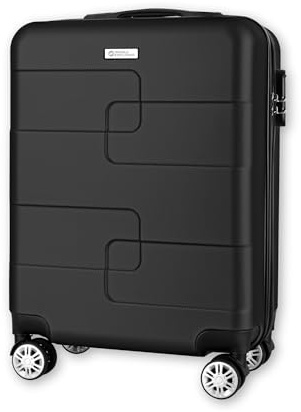 WORLD EXPLORER Cabin Suitcase | ABS Hard Shell with 360° Spinner Wheels & Com-bination Lock | Lightweight Cabin Luggage and Suitcase 34L – Ryanair Priority Size Travel Bag (Black, 55x40x20 CM)