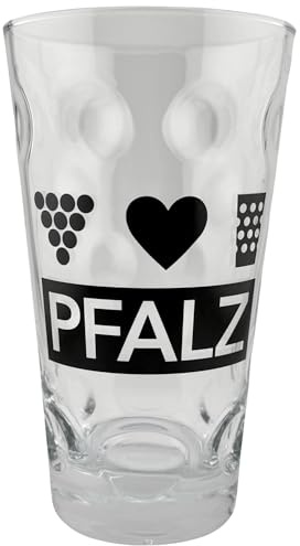 Pfalz Dubbeglas 0,5 L mit Herz & Weintrauben – Original Schorleglas mit PFALZ Aufdruck, spülmaschinenfest, Geschenkidee für Pfälzer & Weinliebhaber