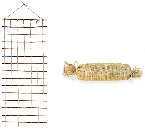 Floranica Rankhilfe Rankgitter für Kletterpflanzen Länge 150cm Breite 50cm Naturweide Ökologische Schnur und Jutesack Stütze für Rosen Kletterpflanzen Gemüse Reben