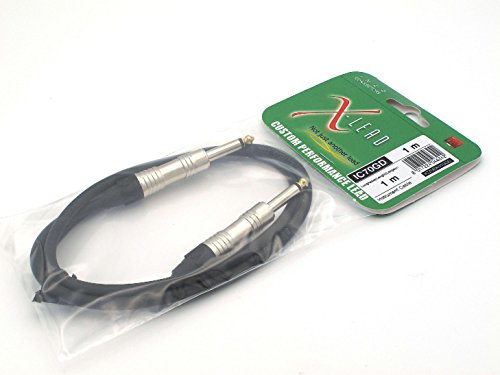 X-LEAD IC70GD010BK serie GOLD, cavo per strumenti professionale, per Chitarra/Basso/Tastiere - Jack to Jack - connettori originali INCO - (1 m, nero) - MADE IN ITALY by INCO