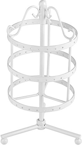 Semme Espositore Girevole Degli Orecchini Di 3 Strati, Supporto Dei Gioielli Del Metallo Del Supporto Di Esposizione Dell'Organizzatore Dell'Orecchino Girevole Di 72 Fori(bianco)