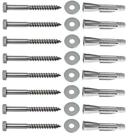 ARLI Schrauben & Dübel Set – 8x Sechskantschrauben 8x70 mm + 8x Dübel 10x61 mm + 8 Unterlegscheiben M8 für Wandmontage Wandhalter TV Sat Universal