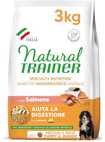 Trainer Naturligt känsligt glutenfritt - Hundfoder Medium-Maxi Junior-Puppy med lax och fullkorn - 3 kg