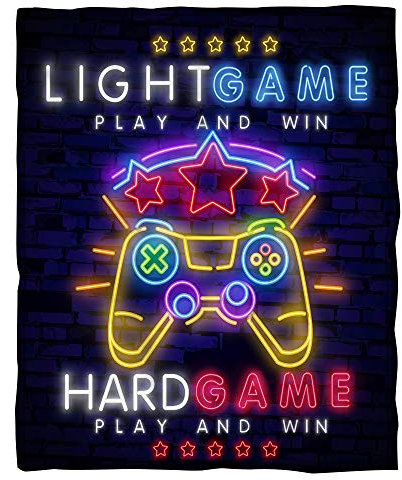 3D Gamepad Sherpa Decke Kuscheldecke Blau Schwarz Grün Bunte Neuheit Game Controller Tagesdecke Videospiel Bequeme Plüschdecke Adults Teens Kids Couch Travel Sofa (Mehrfarbig 4,130 x 150 cm)