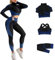 Veriliss 3-Set Completo Sportivo Palestra Donna, Fitness Completo, Workout Abbigliamento Oceans Cappotto Reggiseno Sportivo Ghette