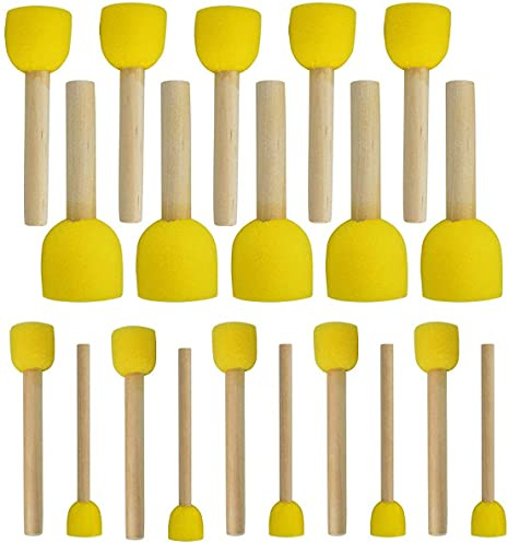 WAFJAMF 20-Pieces Assorted Size Round Sponges Brush Set, Paint Tools-Yellow