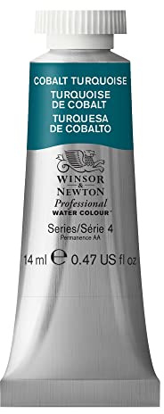 Winsor & Newton 8840517 Professional Aquarellfarbe, lebendige Wasserfarben in Künstlerqualität, hohe Farbbrillanz & Leuchtkraft, lichtecht, Archivqualität, 14ml Tube - Kobalttürkis