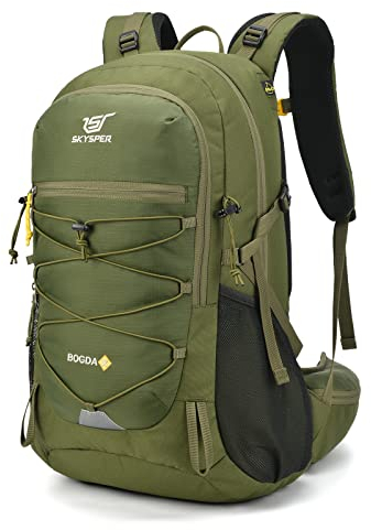 SKYSPER BOGDA 35 Wanderrucksack 35L Camping Backpack mit Rückenbelüftung & Trinksystem Trekkingrucksack aus atmungsaktivem 3D Air Mesh Polyester Camping Outdoor Wandern Rucksack