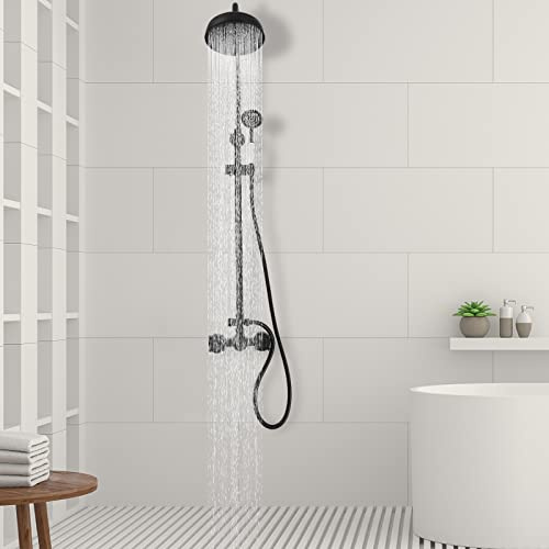 NeNchengLi Retro Dusch Armatur Duschset Regendusche Duschsystem Antik Nostalgie Schwarz
