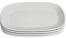 M&B GWPP Melamine Rectangle Platter Set of 4, White Salad/Dessert Plates, Small Serving Plates for Sushi, Cake, Ice Cream, Party Entertaining