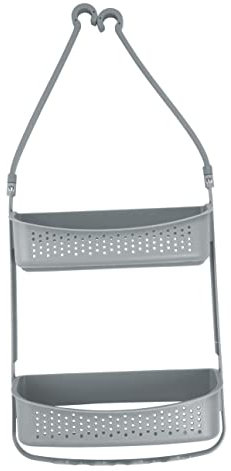 BM Mensole Portaoggetti per Doccia con Bracci Regolabili Adatti a Box Doccia e Soffione Senza Foratura (Grigio)