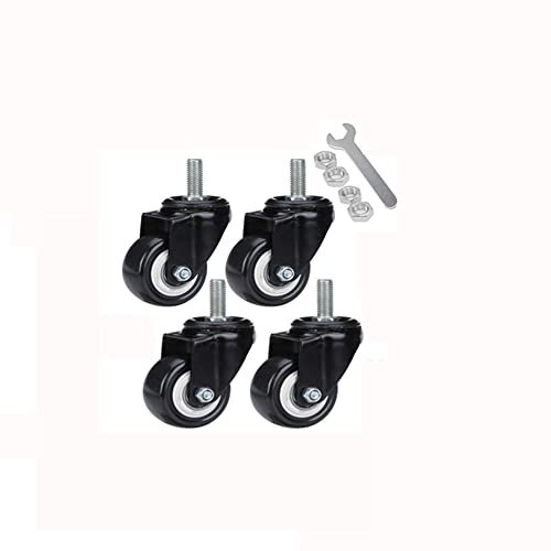 BIRLD Lenkrollen 50mm Gewinderollen Mit Bremse 4er Set Möbelrollen （Schaftdurchmesser 8mm/10mm, Schaftlänge 25mm）für Krippen (Color : 4*Swivel, Size : M8)