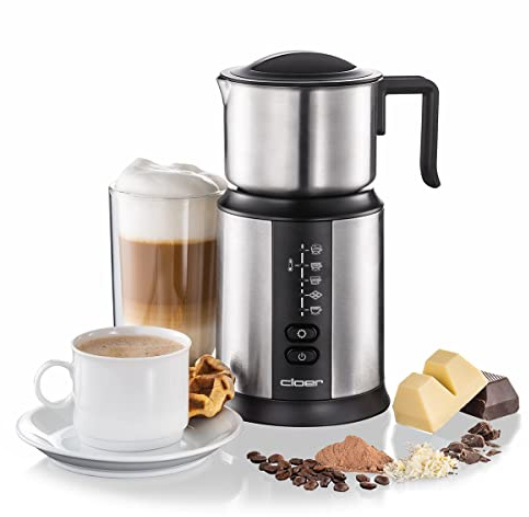Cloer 7789 Induktions-Milchaufschäumer, für bis zu 450 ml, kalter oder warmer Milchschaum, heiße Schokolade, verschiedene Programme wählbar & Cloer 5918 Espressokocher elektrisch, 3-4 Tassen