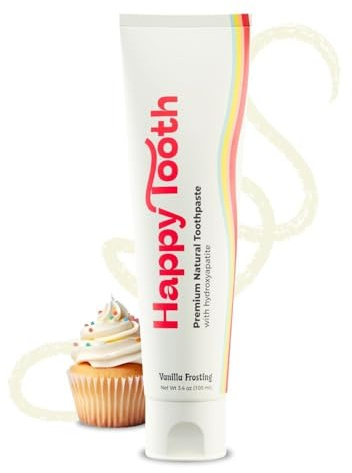 Happy Tooth Hydroxylapa Toothpaste Fluoride Free for Kids, Toddlers and Adults, SLS Free, Whitening for Sensitive Teeth, Natural Ingredients, Dentist Formulated and Recommended