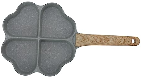 Egg Frying Pan Nonstick Heart Shaped 4 Cup Uniform Heating Pancake Pan with Handle Heart Shaped Pancake Pan for Kitchen(Green)