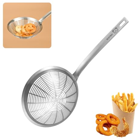 VANDHOME Schiumarola scanalata cucchiaio 15,2 cm 304 in acciaio inox colino mestolo per cucina, cucina ragno colino pasta per cucinare, scolare e friggere