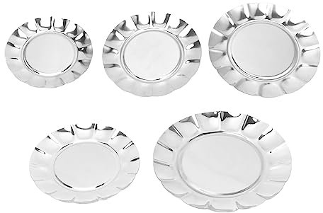 HUAOSN 5 Teiliges Speiseteller Set Aus Edelstahl, Speiseteller Set Aus Metall, Runde Speiseteller, Spießknochenschale, Wiederverwendbare Campingteller für Heim Essteller, Outdoor, Camping, Grillen