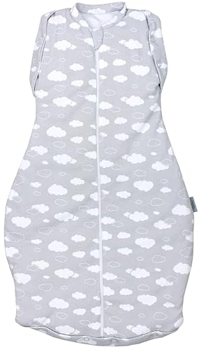 TupTam Baby Pucksack Swaddle Bag Wattiert Babyschlafsack unisex, Farbe: Wattiert 2.5 TOG/Wolken Grau, Größe: 3-6 Monate