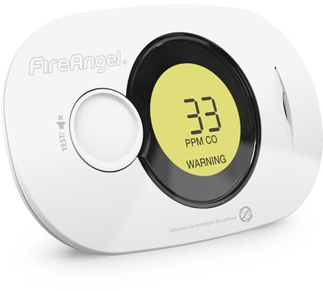 FireAngel FA3322, Detector Digital de monóxido de Carbono, Monitor de Detector de CO, Sensor de Humedad y Temperatura portátil con batería de 10 años, NF Certificado
