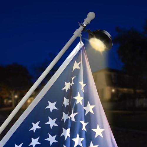 Flag Pole Light Solar Powered Warm Light 3000K, Flagpole Solar Light for 5ft 6ft Flagpoles, Solar Flag Pole Light Outdoor Waterproof LED for Outside House Garden Yard American Flags Decor(Black)