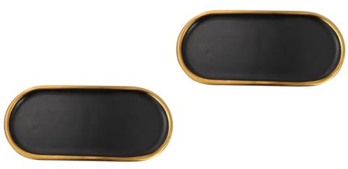 DUDSME Lot de 2 plateaux à bijoux en céramique Assiette à sushis Plat à bijoux Assiette alimentaire en céramique Plat de service ovale Plateau porte-bijoux Plateau à sushi japonais Assiette à boucles