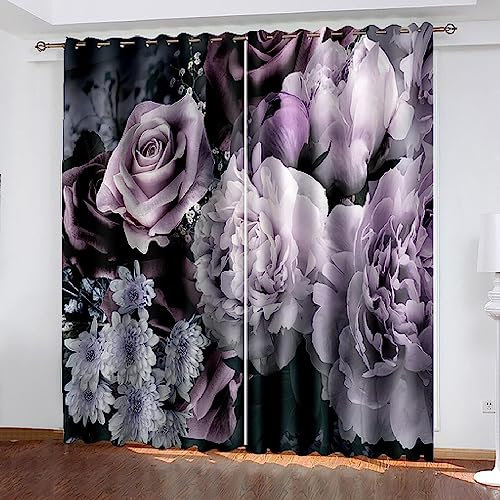 Vorhang, Kinderzimmer, 3D Rosa Rosenchrysantheme 2 X 75 X 166 Cm Kindervorhänge Mit Ösen, Polyestervorhänge, Wärmeschutzvorhang, Blickdichter Vorhang Mit Ösen, Kindervorhänge Für Wohnzimmer -4J5Q5O3L4