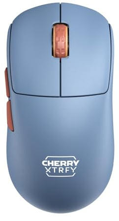 CHERRY XTRFY M68 Wireless, Ultraleichte Kabellose Gaming-Maus, 2,4 GHz Funk, Optimiert für esports, Symmetrische Form mit Besonders Niedriger Front, Blau