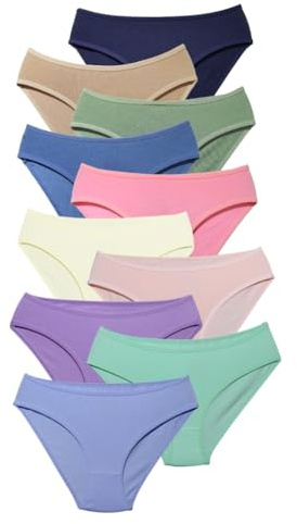 ALYA UNDERWEAR Flicktrosor av bomull, mjuka och bekväma flicktrosor, förpackning med, 10 stycken, (Mixed Color, X16)