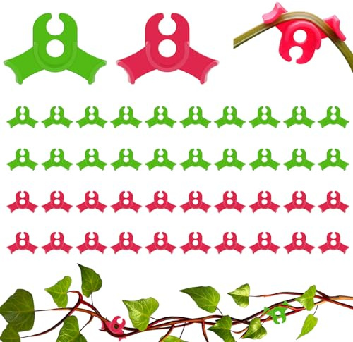 40 Stück Pflanzenbieger, Pflanzentrainer für Niedrige Belastung | 90 Grad Pflanzen Bieger Clips, Low Stress Training Clips, Pflanzenclips für Kletterpflanzen (Rot+Grün)