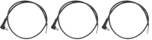 sourcing map 3pcs Replacement 5.5mm x 2.1mm Right Angle 90 Degree DC Power Male Plug Jack to Bare Wire Open End Connector Adapter Pigtail Power Cable Cord for DC Surveillance Camera, 0.5m