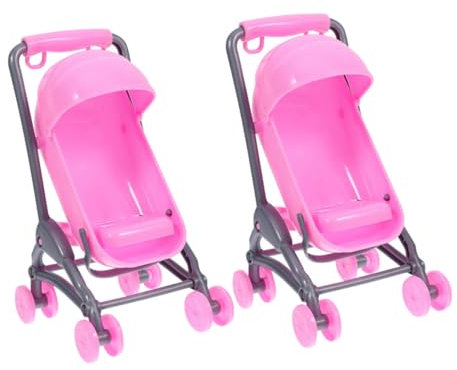 PHENOFICE 2pcs Dollhouse Stroller Toy for Boy Girl Lightweight Simulation Buggy for Role Play Dollhouse Accessory for Boys and Girls for Pretend Play and Party Games