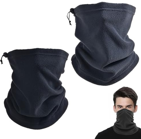 Multifonction Bandana, 2 Pièces Cou Thermique pour Homme et Femme Tour de Cou Tubulaire Respirant Ultra-Douce Séchage Rapide Anti-Solaire Masque Respirant Moto Cyclisme Ski Randonnée Course à Pied