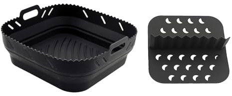 Luftfritteusen-Einsatz, quadratischer Silikoneinsatz mit Trennwand, quadratischer Silikon-Fritteusenkorb, Luftfritteusen-Einsätze, Ersatz