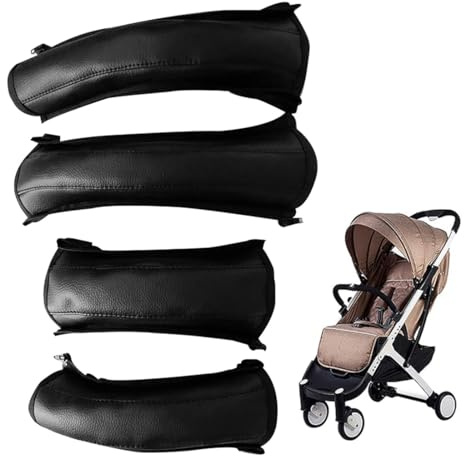 Set di 4 Coperture per Maniglie in Pelle PU Antipolvere, Copri Maniglia Passeggino,Passeggino Copertura Protettiv, Copri Passeggino Universale,Accessori per Passeggino, con Maniglia Rimovibile