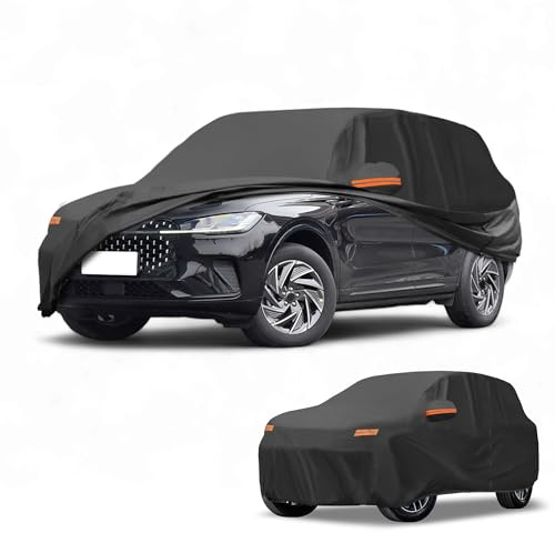 Partuto 190T-PU Full Car Cover for Lincoln Corsair with Zipper | Waterproof All Weather Sun Rain Protection, Full Cover, Left Side Zippers, Black