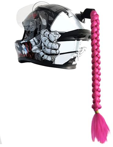 Flaconi Accessoire Casque Moto, Deco Casque Moto,Tresses de Casque de Moto, Tresses de Casque,Accessoires de Casque,Queue de Cheval Tressée pour Casque de Moto, Convient pour Motos(Rose Rouge)