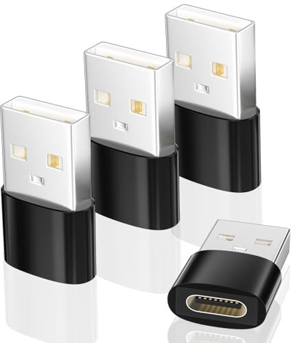 Adattatore USB C a USB 4 pezzi, adattatore USB tipo C compatibile con iPhone 12 13 14 15 16 17 Pro Max, SE, iPad mini 6 Air 4 5, Samsung Galaxy S25 S23 S22