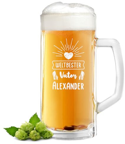 polar-effekt Bierkrug 0,5 Liter mit Gravur Weltbester Vater - Geschenk zum Vatertag für Männer - Krug mit Henkel für Biertrinker - Spülmaschinenfest