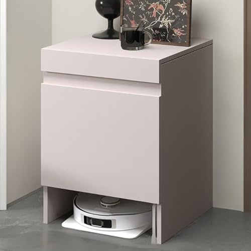 Nordivo Staubroboter Schrank mit Türen, Aufbewahrungsschrank für Saugroboter, Beistelltisch für Büro Zuhause, Freistehendes Holzregal für Wohnzimmer Küche Büro(Gray)