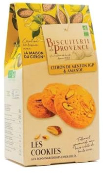 Biscuiterie de Provence | Biscotti BIO con Limoni di Mentone IGP e Mandorle - 1 x 120 Gr | Astuccio Biscotti Francesi Limone Mandorle
